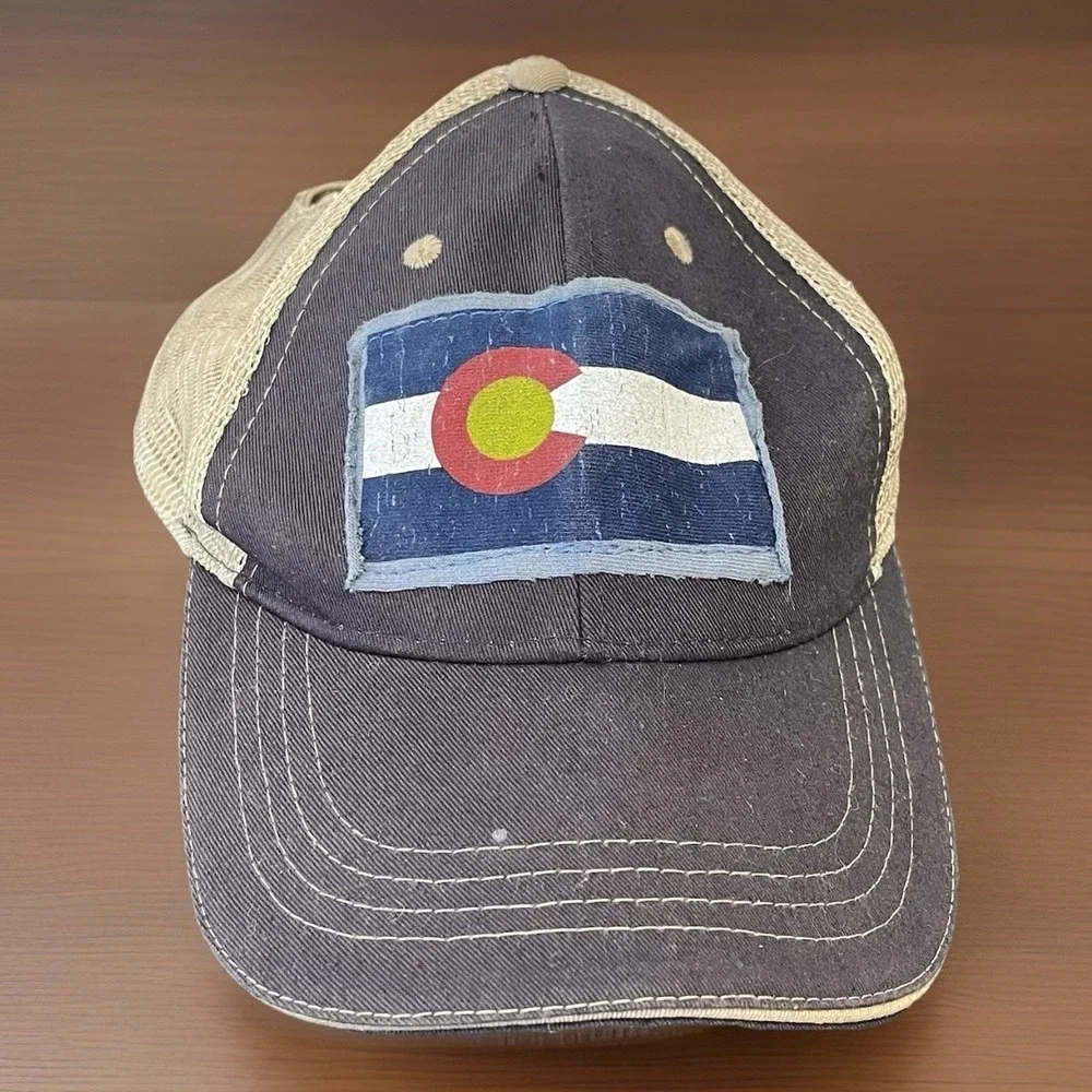 Colorado State Trucker Hat Cap Snapback One Size Blue Beige Denim Style Cobra
